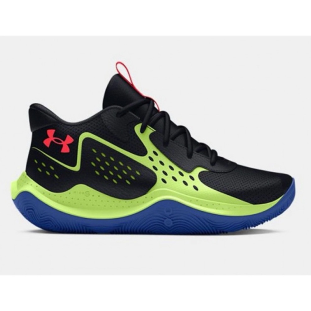 UNDER ARMOUR • Kids Black/Green Jet '23 Basketball Sneakers, 3.5Y - Picture 2 of 16